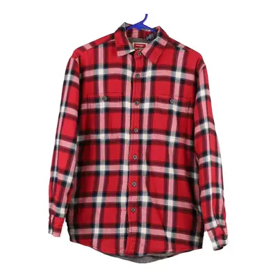 Wrangler Checked Overshirt - Small Red Cotton Blend
