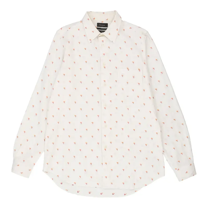 Paul Smith Patterned Shirt - Large White Cotton
