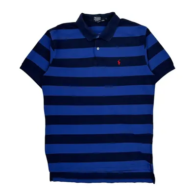 Polo By Ralph Lauren Striped Polo Shirt - Large Blue Cotton