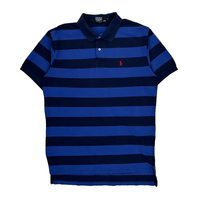 Polo By Ralph Lauren Striped Polo Shirt - Large Blue Cotton