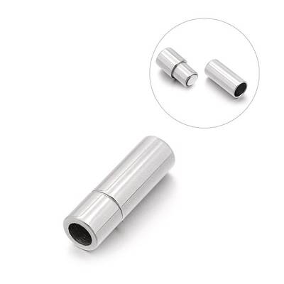 Tarnish Resistant Smooth 304 Stainless Steel Column Magnetic Clasps with Glue-in Ends