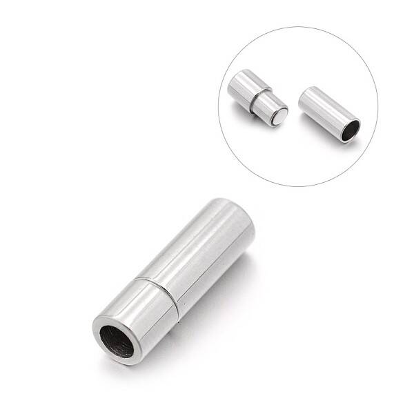 Tarnish Resistant Smooth 304 Stainless Steel Column Magnetic Clasps with Glue-in Ends