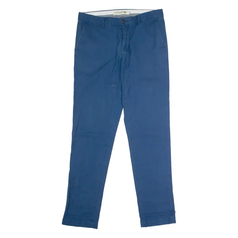 LACOSTE Chino Mens Trousers Blue Slim Straight W33 L32