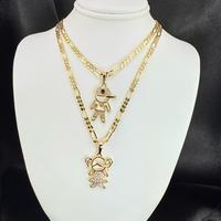 Boy and girl pendant with a 18” figaro chain