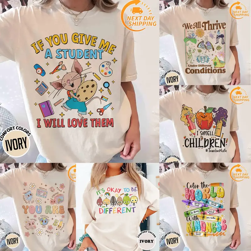 [Col12] If You Give Me A Student I Will Love Them Teacher Shirt, Mouse TShirt, Kindergarten Teacher School, Gift For Teacher,...