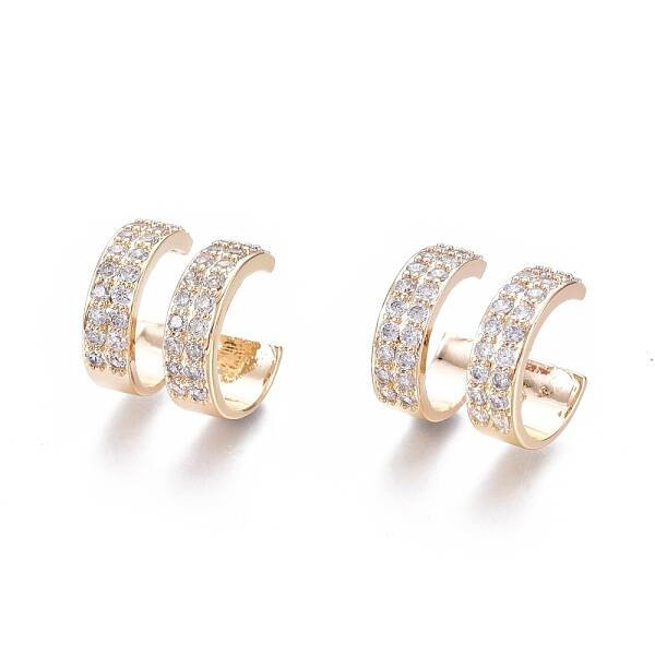 Brass Micro Pave Clear Cubic Zirconia Cuff Earrings
