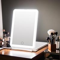 USB Rechargeable Led Lighted Makeup Mirror, Makeup Mirror with 72 Led, 3 Color Lighting, Dimmable Touch Screen Cosmetic Vanit...