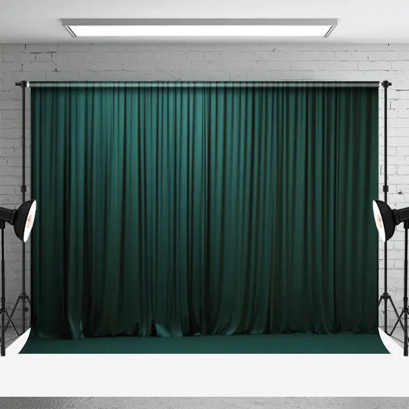 Royal Green Theater Curtain Stage Photo Backdrop - Aperturee