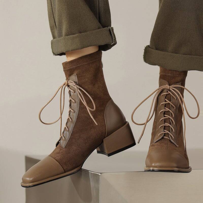 CHIKO Shantesa Square Toe Block Heels Ankle Boots
