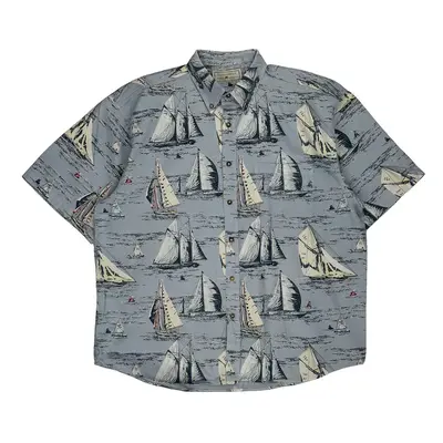 Clearwater Outfitters Hawaiian Shirt - XL Grey Cotton