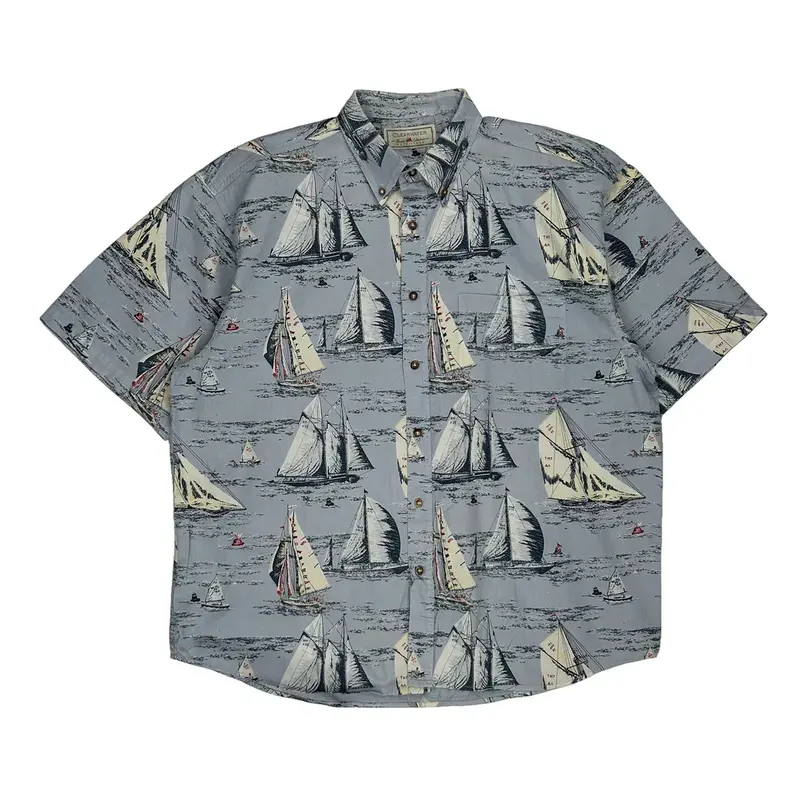 Clearwater Outfitters Hawaiian Shirt - XL Grey Cotton