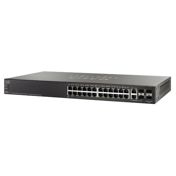 SF500-24MP-K9-G5 Cisco SF500-24MP Layer 3 Switch - 24 Ports - Manageable - 10/100Base-TX, 1000Base-X - 3 Layer Supported - 4 ...