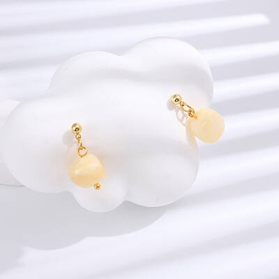 Natural Howlite 304 Stainless Steel Dangle Stud Earrings