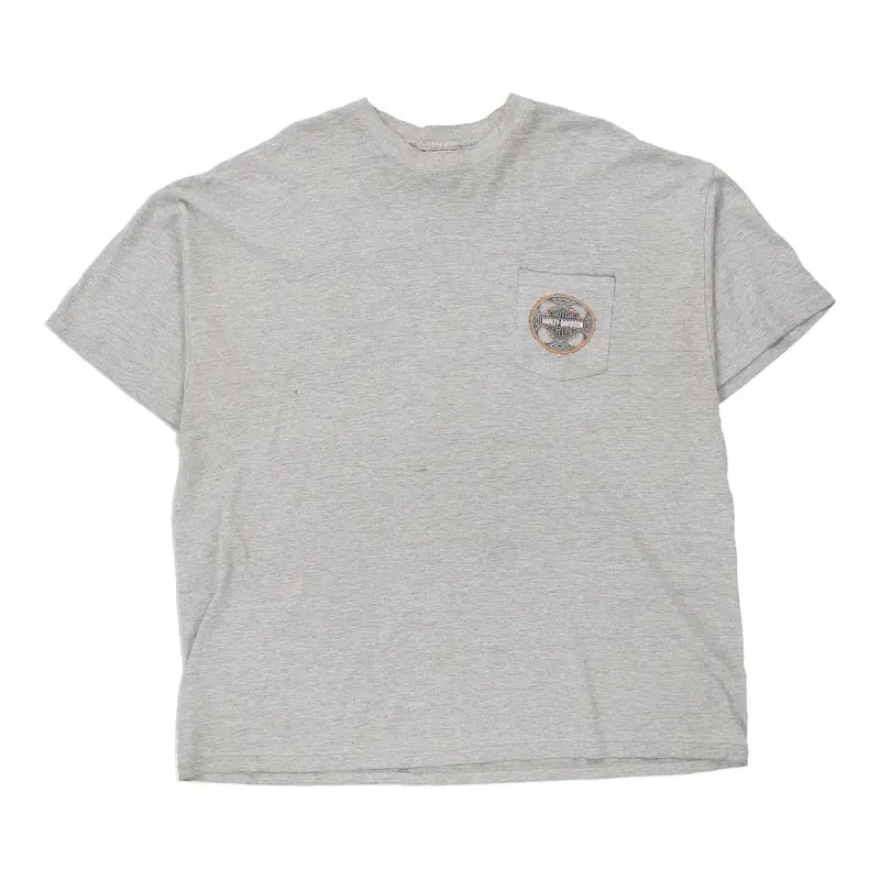 Wisconsin Harley Davidson Graphic T-Shirt - 3XL Grey Cotton