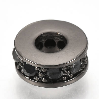 Brass Micro Pave Cubic Zirconia Beads