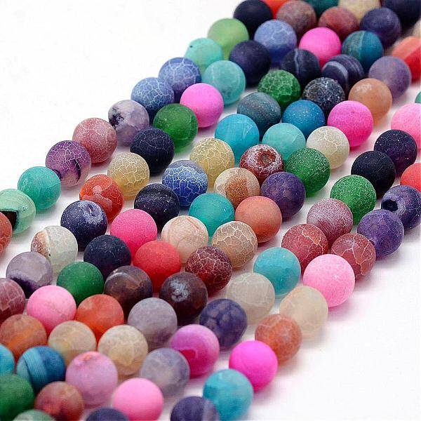 Frosted Natural Weathered Agate Beads Strands