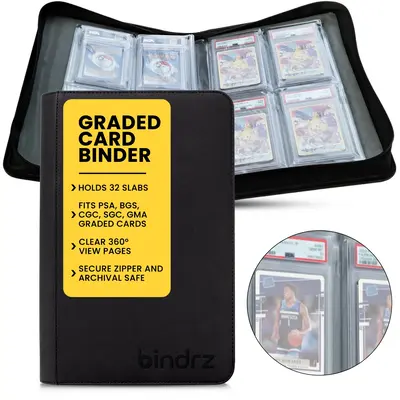 32 Graded Card Binder | 4 Pocket Zipper Binder for Slabs | Holds 32 Slabs | Compatible with PSA, BGS, CGC, SGC, GMA, TAG Slab...