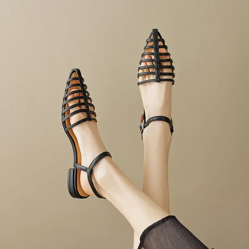 CHIKO Kaiya Pointy Toe Block Heels Flats Sandals