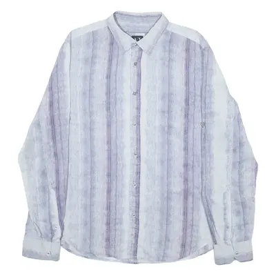 ARMANI EXCHANGE Mens Shirt Blue Striped Long Sleeve XL