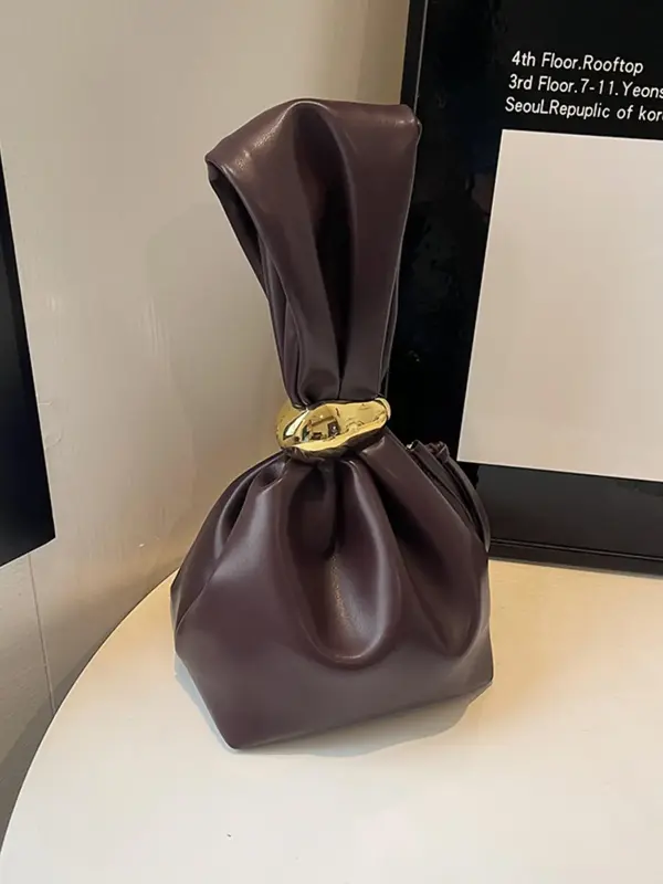 Women's Solid Color Bucket Bag, Fashionable Pu Leather Zipper Handbag for Daily Used, Casual Trendy Versatile High-quality Da...