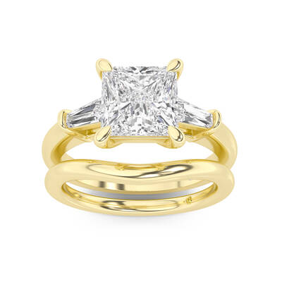 Ignite Lab Grown Princess Cut Diamond Engagement Ring with the Zola Wedding Band | 18K Yellow Gold 1 1/2 ct. tw.