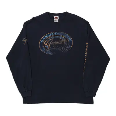 Appleton Wisconsin Harley Davidson Graphic Long Sleeve T-Shirt - XL Navy Cotton
