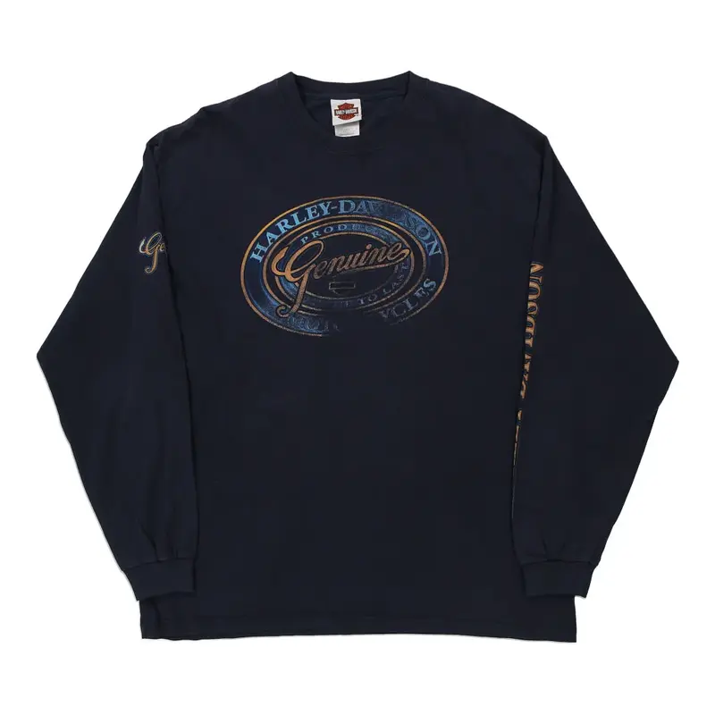 Appleton Wisconsin Harley Davidson Graphic Long Sleeve T-Shirt - XL Navy Cotton