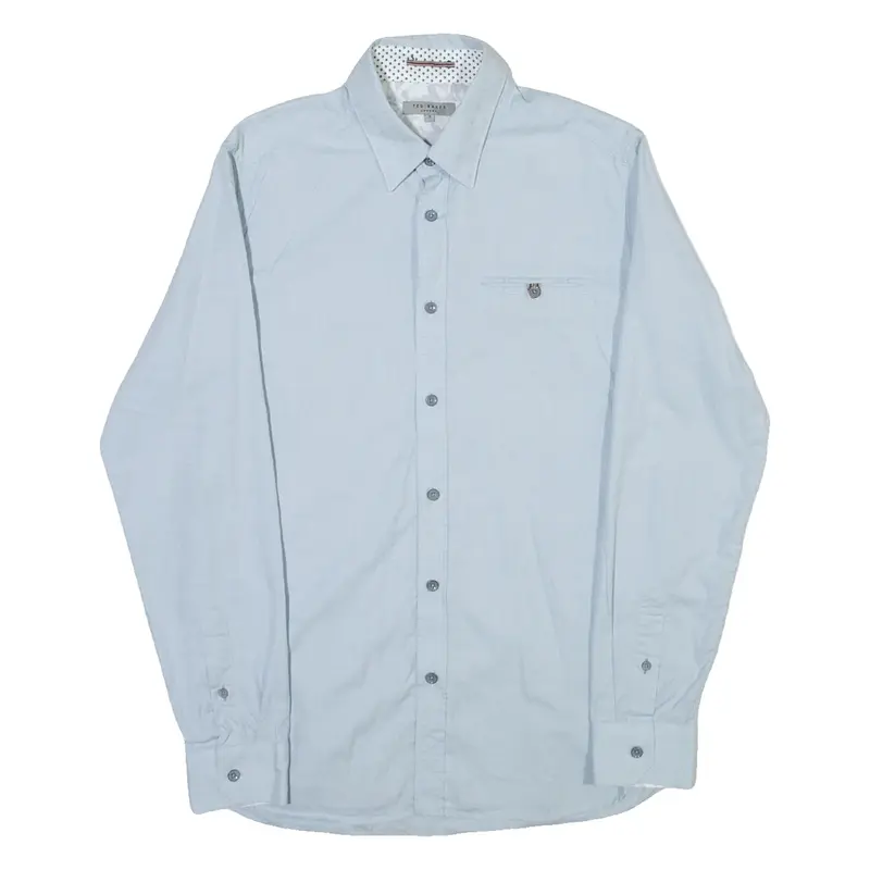TED BAKER Mens Plain Shirt Blue Long Sleeve M