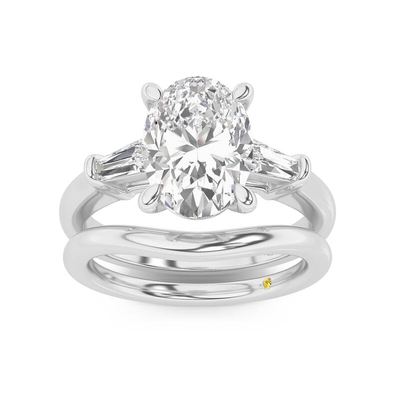 Ignite Lab Grown Oval Shaped Diamond Engagement Ring with the Zola Wedding Band | 18K White Gold 3 1/2 ct. tw.