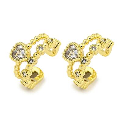 Brass Micro Pave Clear Cubic Zirconia Cuff Earrings for Women