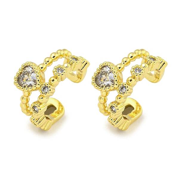 Brass Micro Pave Clear Cubic Zirconia Cuff Earrings for Women