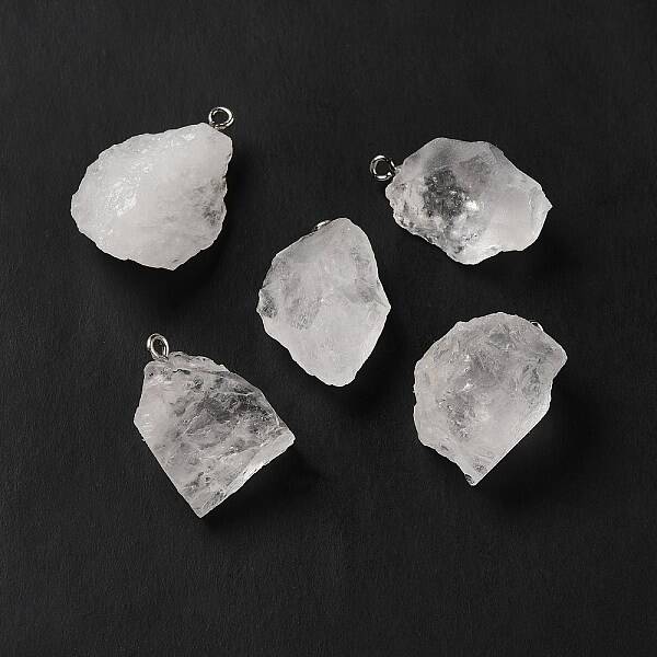 Raw Rough Natural Quartz Crystal Pendants
