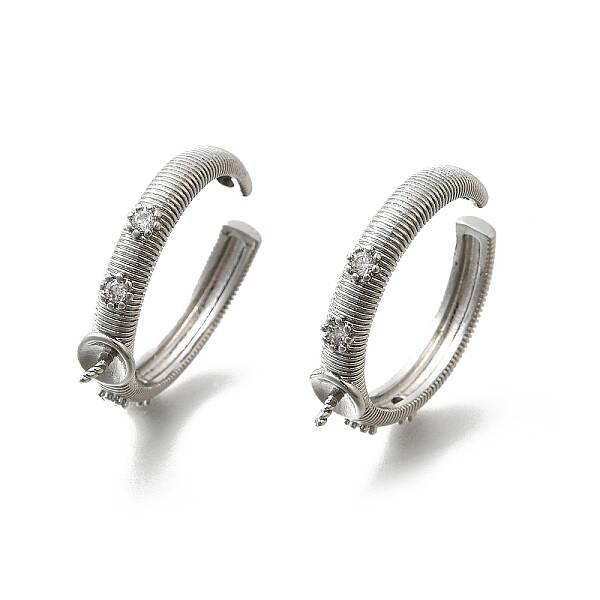 Brass Pave Clear Cubic Zirconia Open Cuff Ring Settings