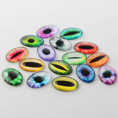 Dragon Eye Theme Ornaments Glass Oval Flatback Cabochons