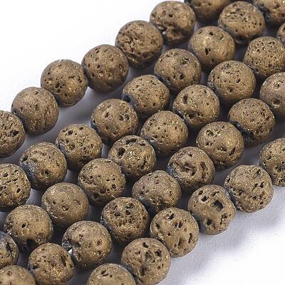 Electroplated Natural Lava Rock Beads Strands