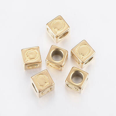304 Stainless Steel Large Hole Letter European Beads