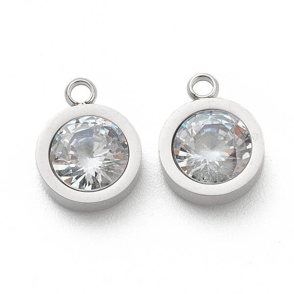 304 Stainless Steel Rhinestone Charms