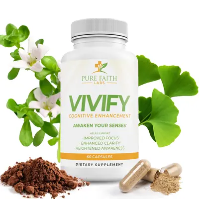 Pure Faith Labs Vivify Brain Booster - Cognitive Enhancement Supplement for Focus Memory & Mental Clarity 60 Capsules Natural...