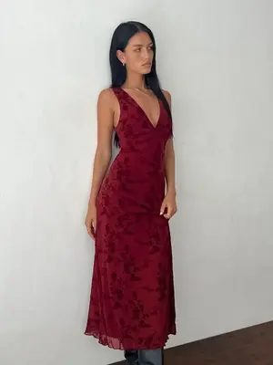 Women's Floral Print Deep V Neck A Line Dress, Elegant Sleeveless Plunge Neck Bodycon Long Dress, Ladies Summer Clothes for P...