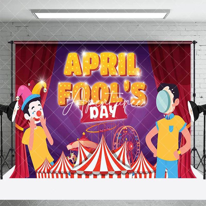 Aperturee Circus Curtain Stage Crown April Fools Day Backdrop, 3X2FT(1MX0.6M), 14 USD, commemorative backdrops, ZHF425A-M