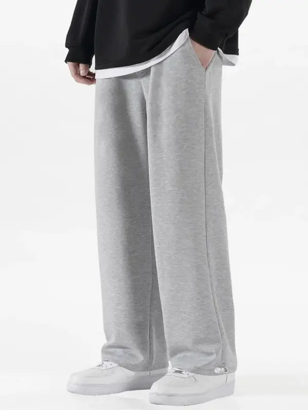 Men's Plain Regular Fit Drawstring Waist Sweatpants, Soft Pants for Men, Menswear Casual Soft Pocket Straight Leg Lounge Pant...