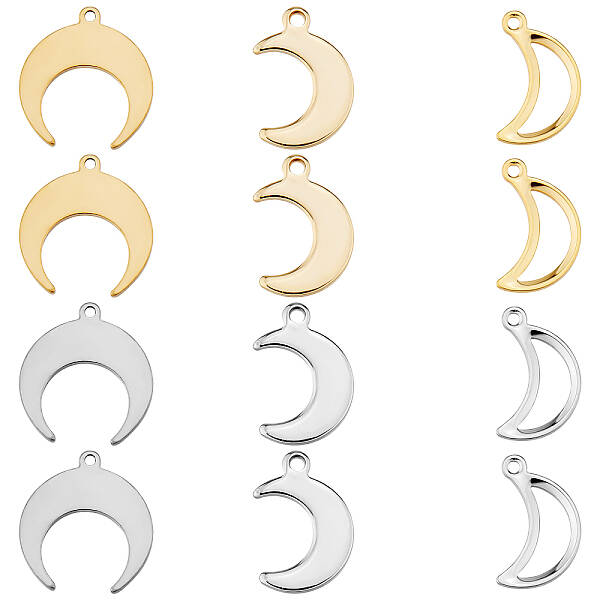 120Pcs 6 Style 304 Stainless Steel Pendants