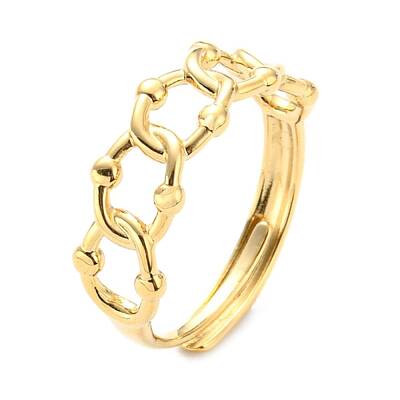 304 Stainless Steel Hollow Oval Adjustable Ring for Women