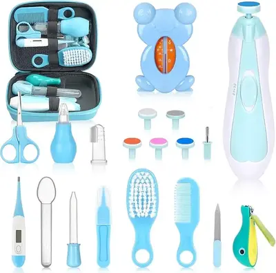 Baby Healthcare and Grooming Kit, Portable Baby Safety Care Set, Baby Essentials kit for Newborn (Blue 26 in 1)