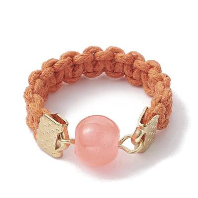 Glass Round Ball Braided Bead Style Finger Ring