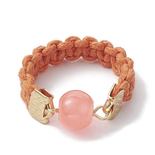 Glass Round Ball Braided Bead Style Finger Ring