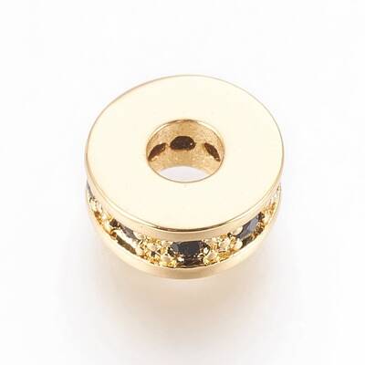 Brass Micro Pave Cubic Zirconia Beads