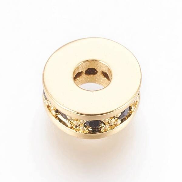 Brass Micro Pave Cubic Zirconia Beads