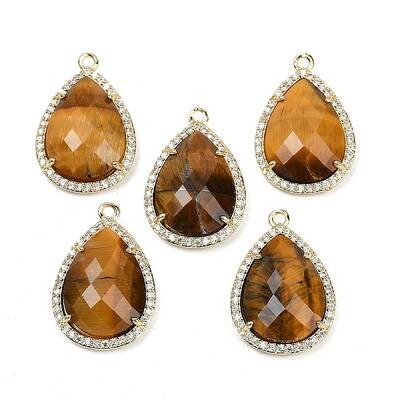 Natural Tiger Eye Faceted Pendants