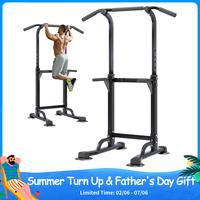【Summer Turn Up】Power Tower Dip Station Pull Up Bar 32.3' H-Shaped Base Height Adjustable 330lbs Multi-Level Suction Cups...